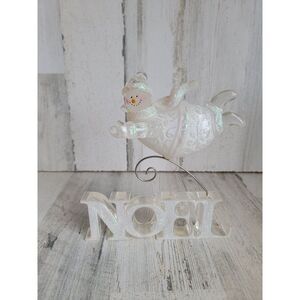 Noel white snowman flying glitter Xmas figure home decor